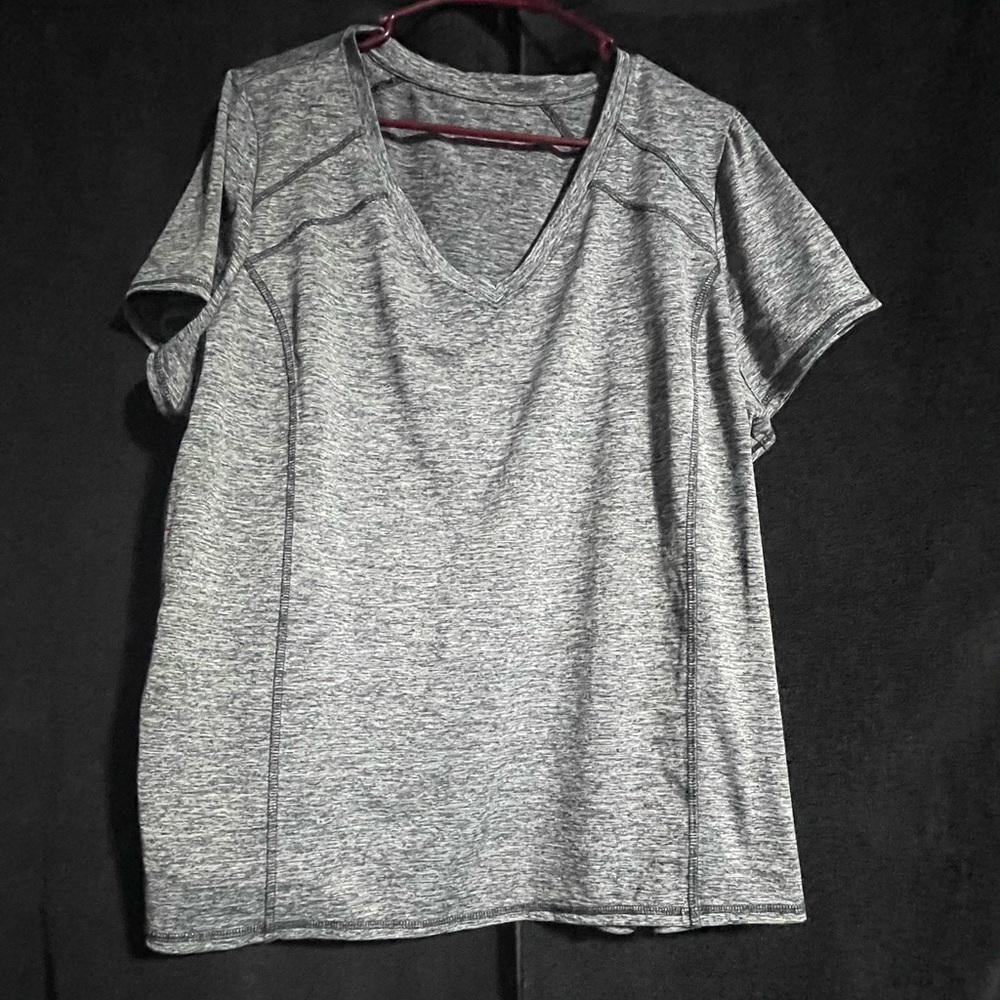 Gray V-Neck Women's Top